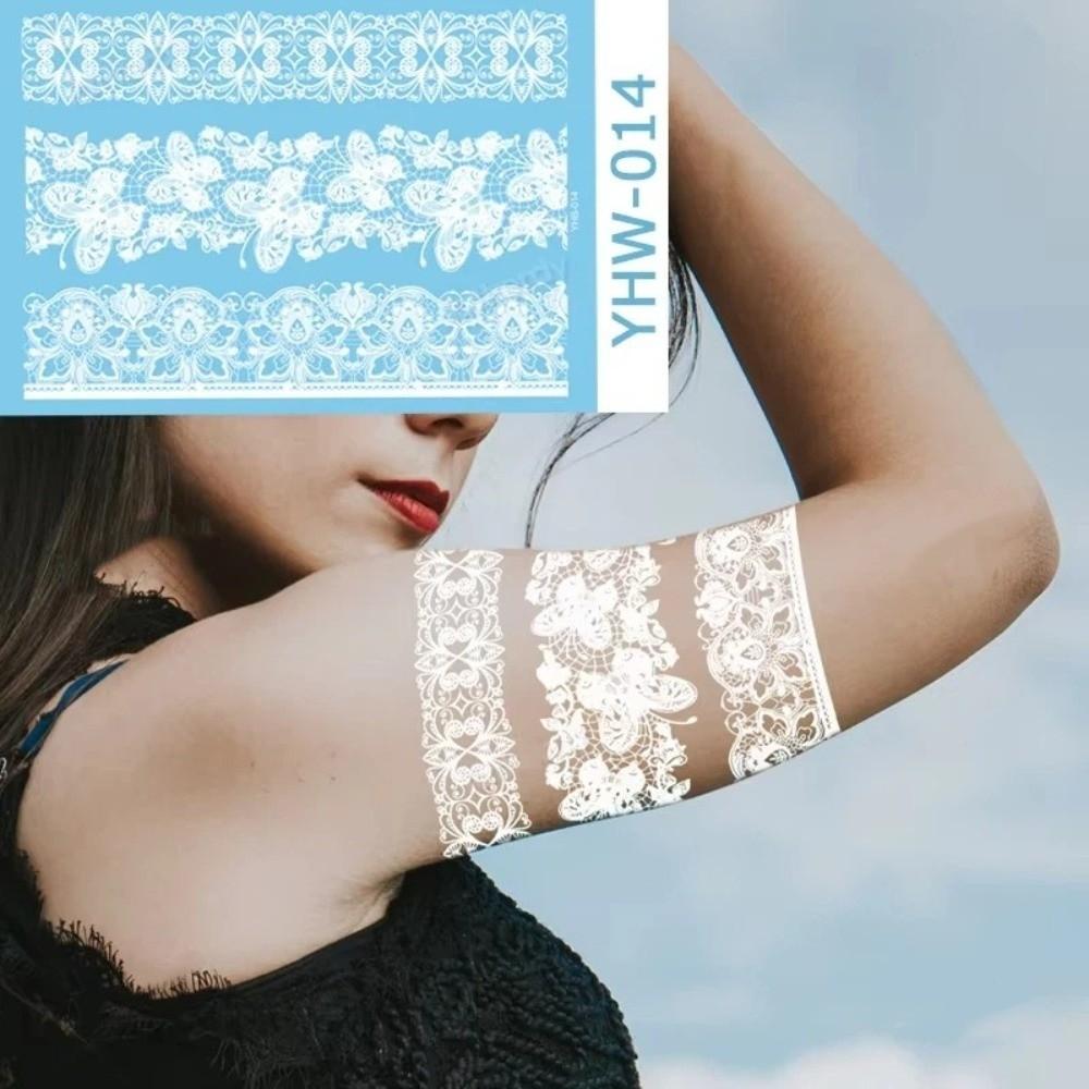 Lace Flower White Tattoo Stickers Long-lasting Butterfly Tattoo Stickers Women Men