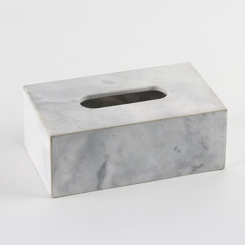 Light Luxury Marble Rectangular Tissue Box Ornaments Sales Office Hotel Model Room Desktop Tissue Box Soft Decorations
