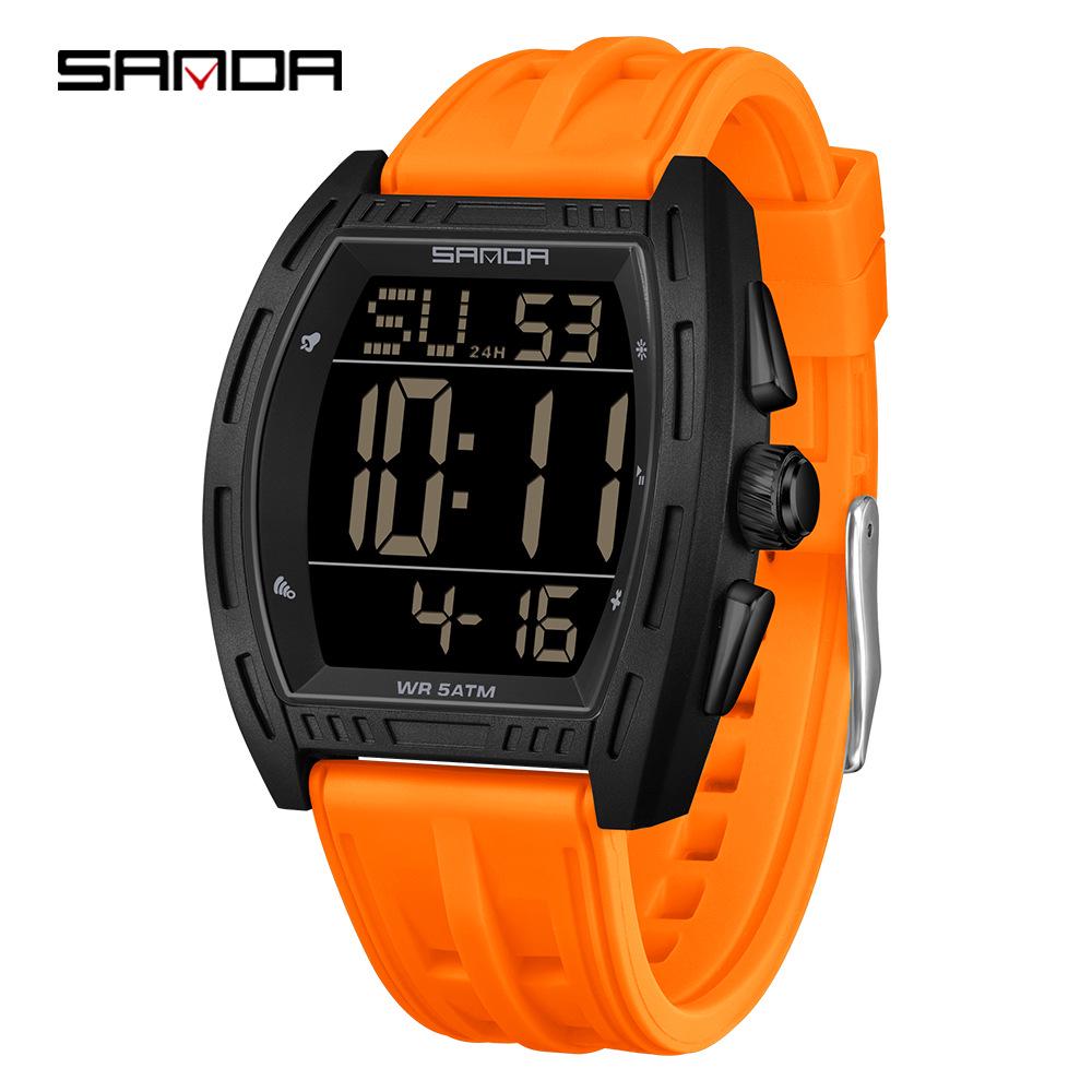Sanda Student Dual-Time Waterproof Luminous Barrel-Shaped Watch for Men - Model 6328