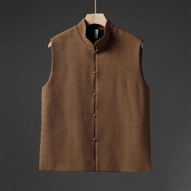 Autumn Men Chinese Style Vintage Vests Men Sleeveless Tang Suit Hanfu Male Harajuku Open Stitch Waistcoats Man Ancient Cardigan