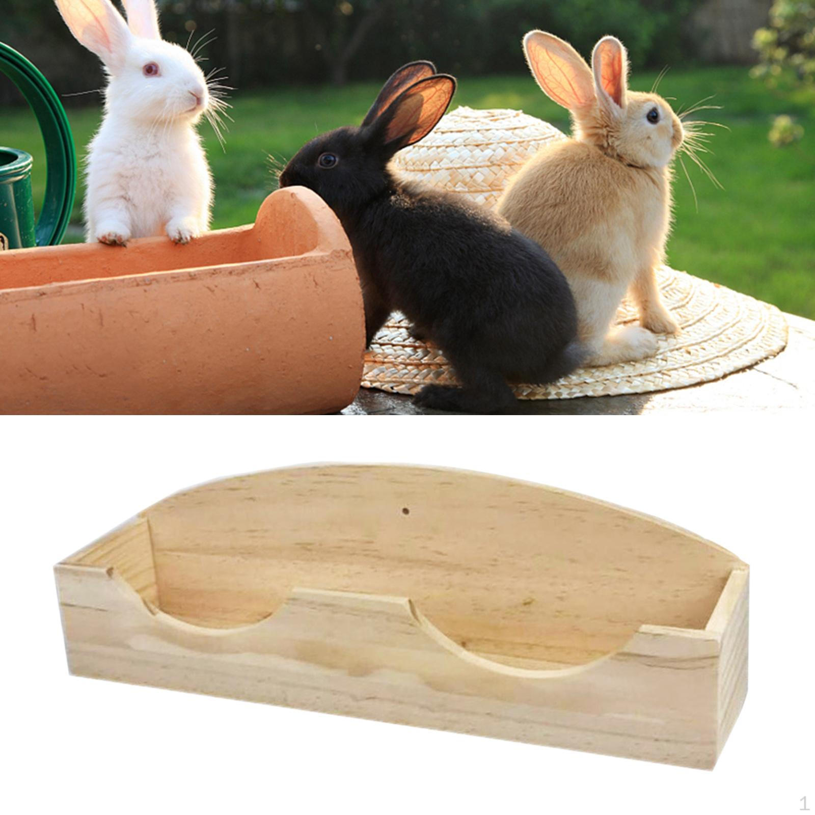 Large Wood Hay Feeder, Food Manger Cage Accessories Pet Storage Dispenser Hamster Bowl for