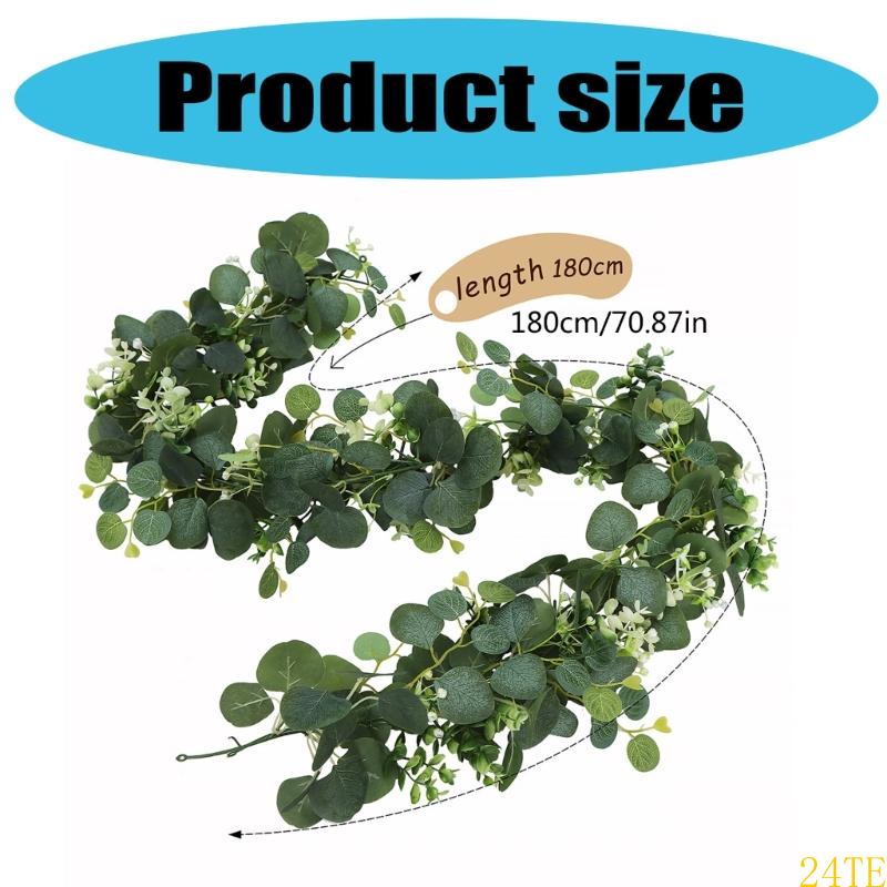 24TE Realistic 180cm Eucalyptuses Vine Adornment With 60 Blooms For Event Styling