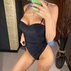 Sexy High Cut Leopard Push Up Bra Cup One Piece Swimsuit Female Swimwear Women Bather Bandeau Bathing Suit Swim Lady