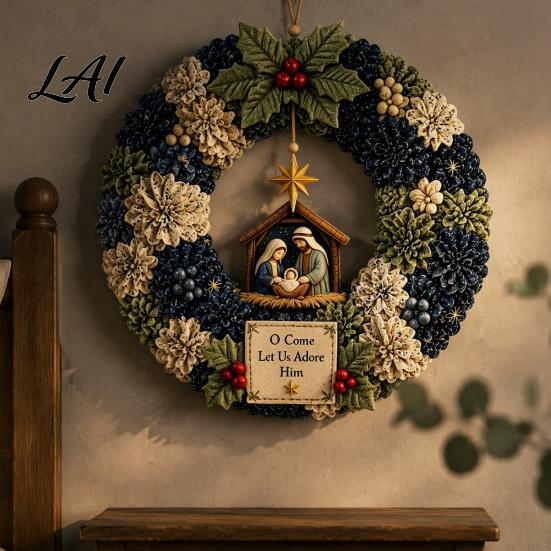 Baumstocher Kunstkranz DIY Weihnachts-Kit 3D Stoff Nikolaus Schneemann Elch Set Feiertags-Haustürdeko Bastelartikel Weihnachten