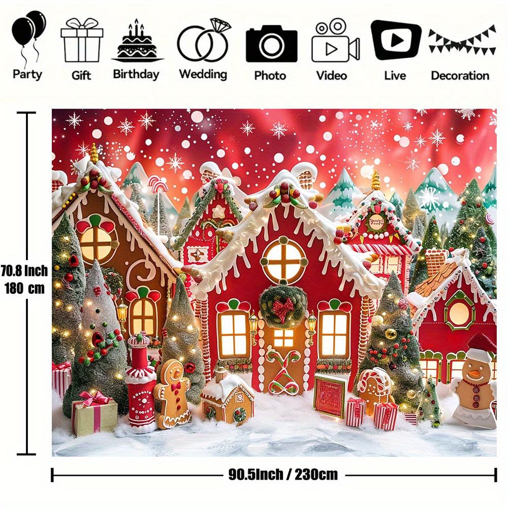 Christmas gingerbread house background photography,winter Merry Christmas tree background, Santa Claus birthday party decoration