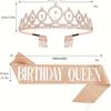 Birthday Party Dance Crown Sash Set Crown Shoulder Strap Birthday Gift Decoration for Women
