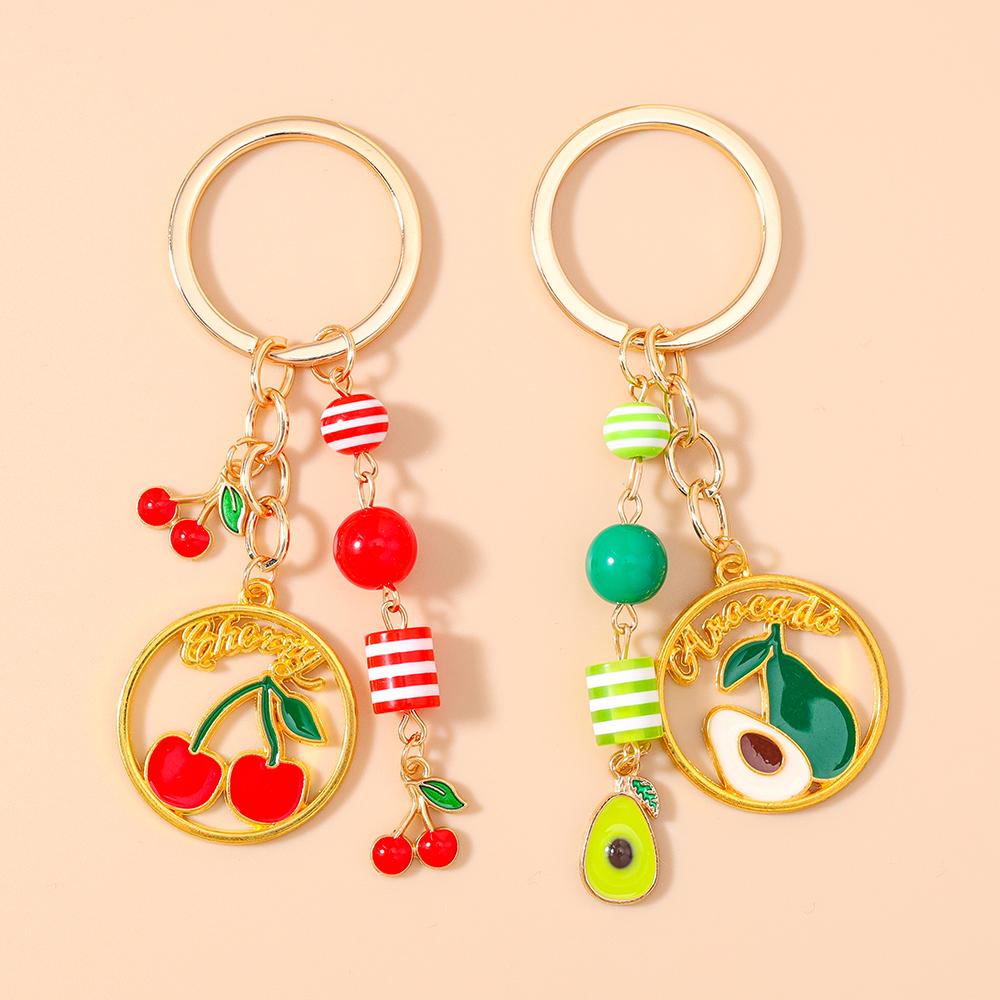 New Enamel Avocado Cherry Keychain Women Girls Fruit Key Ring Pendants for Handbag Decor DIY Key Chain Gifts