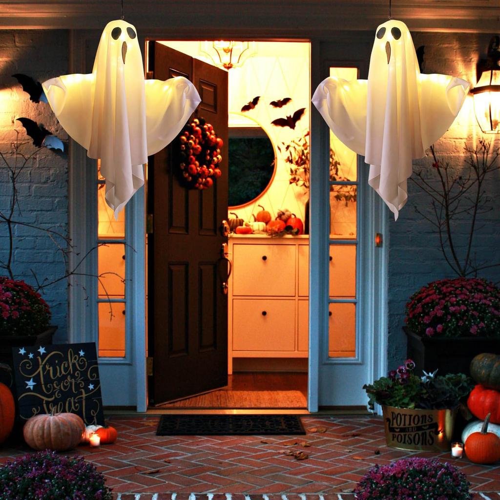 Spooky Ghost Halloween Decorations Glowing Flying Ghosts Scary Hanging Ornaments Horror Props Haunted House Party Supplies