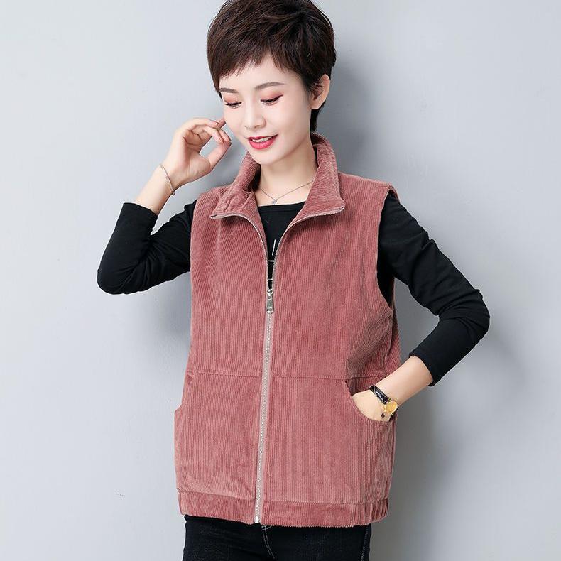 Plus Size Corduroy Vest Jacket for Women, Casual Outerwear