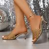 Fashion 2025 New Women Fashion Sandals Mesh Square Toe Thin High Heels Women Sandals Elegant Comfortable Summer Shoes Zapatos De Mujer