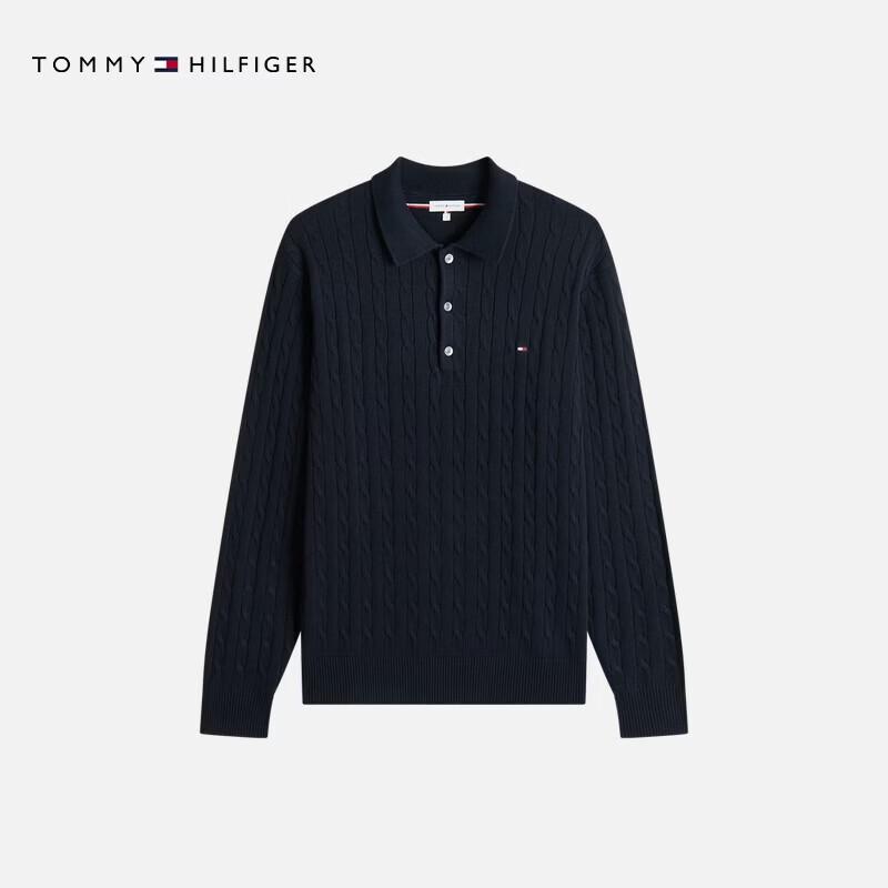 Tommy Hilfiger Pulover polo tricotat în coș pentru bărbați, din bumbac