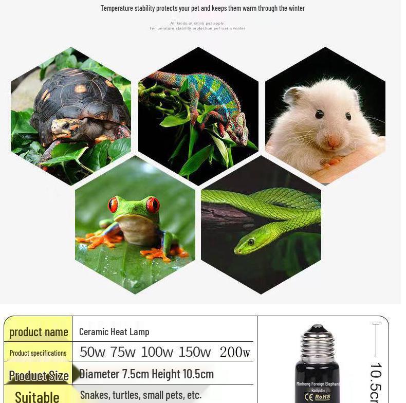 Ceramic Heat Lamp for Reptiles: No-Light Terrarium Heater with Temperature Control for Tortoises and Lizards.