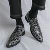 Men Derbys Oxford Leopard Print Personality Nightclub Leather Business Shoes Men's Tuxedo Wedding Dance Shoes Red Green Plus Size