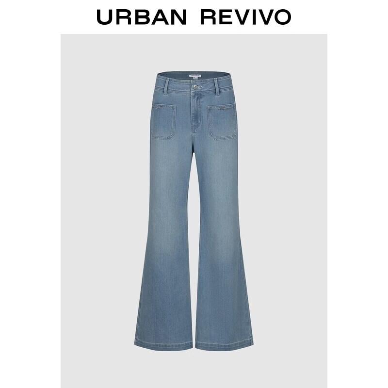 UR2026 Women s Flared Washed Jeans with Bow Pockets 29