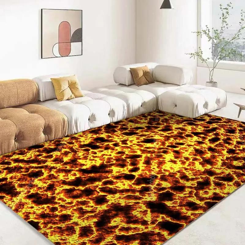 Tappeto Area Vulcanica Magma Lava 3D Tappeto Rosso Grande per Soggiorno Camera da Letto Divano Decorazione Casa Gioco Bambini Tappetino Antiscivolo
