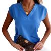2025 Women's Summer Solid V-Neck Short Sleeve Blouse