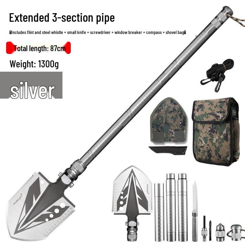 Multi-functional Outdoor Folding Shovel: Manganese Steel, Ideal for Camping, Fishing, Off-road Use, and Vehicle-mounted Tasks