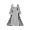Elegant Milk Silk Lace Nightdress & Bathrobe Set - Sexy Two-Piece Pajamas