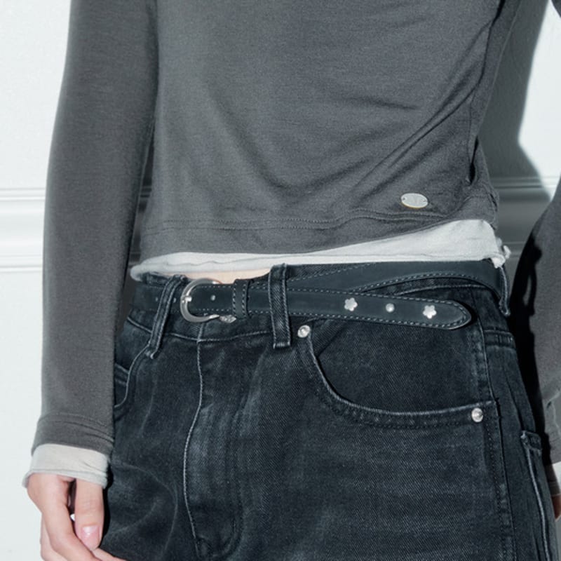 

маргарин пальцы КЛЕПАНЫЙ КОЖАНЫЙ РЕМЕНЬ (ЧЕРНЫЙ) F