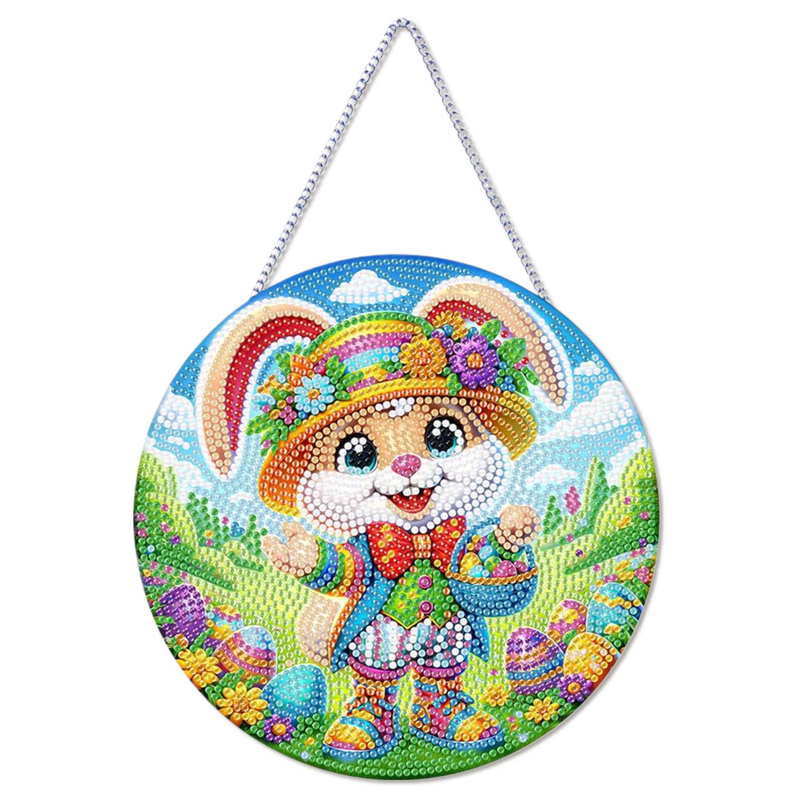 

Easter Rabbit Theme 2D Flat DIY Hanging Diamond Art Kits Diamond Painting Set Single-Sided Drill Wall Decor for Home & Windows