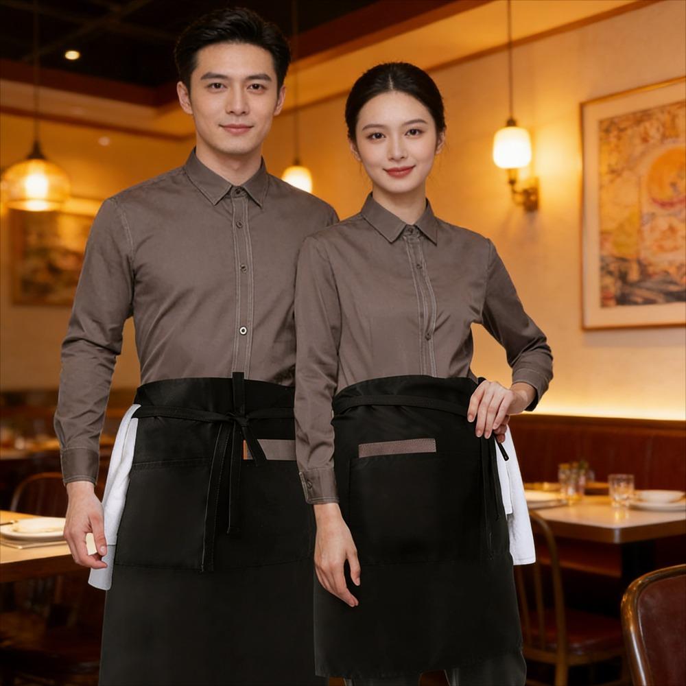 Black Waterproof Half Apron for Waiters Stain Resistant Durable Work Wear for Hotel Restaurant Kitchen and Catering Use