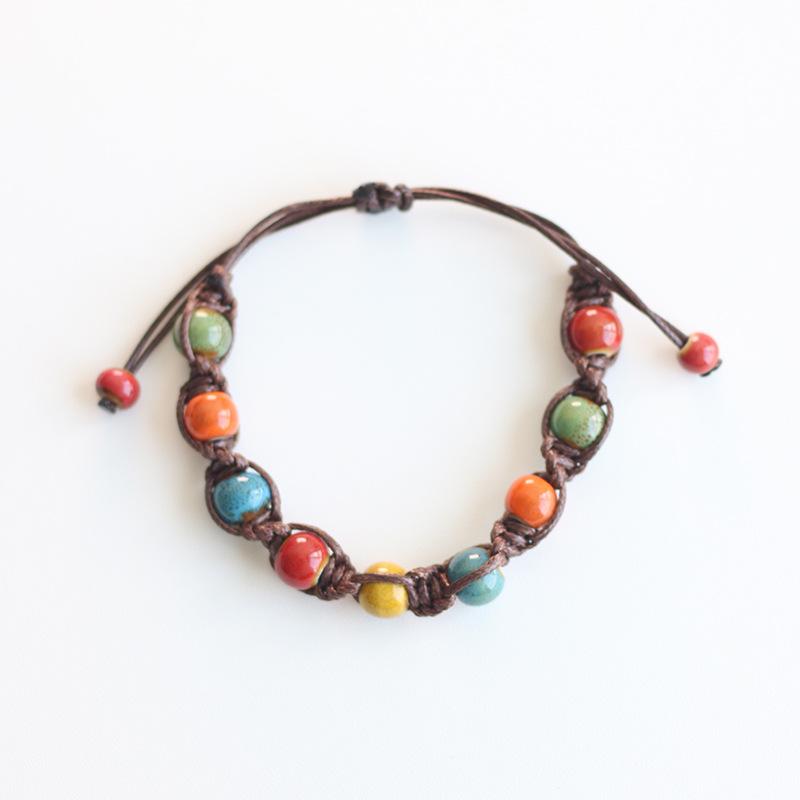 Handcrafted Unisex Ceramic Bracelet with Ethnic Flair - Watercolor-Style Beads, Great New Gift!