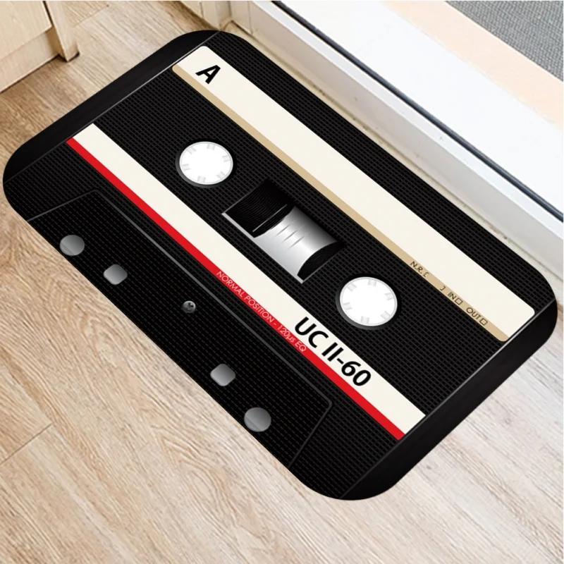 Retro Music Tape Pattern Doormat Home Decor Anti-slip Carpets Kitchen Bedroom Entrance Soft Floor Mat Washable Foot Mats
