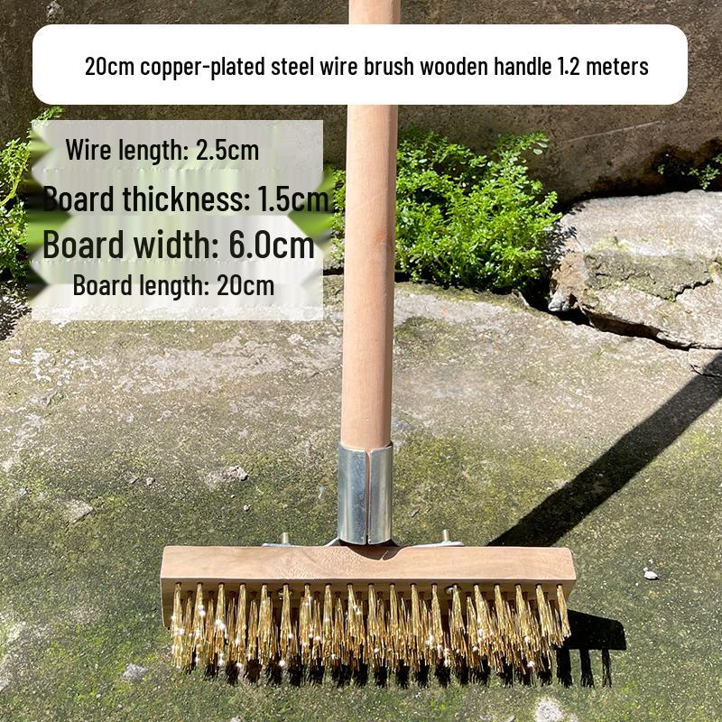 Stainless Steel Wire Floor Scrubber with Long Handle and Hard Bristles
