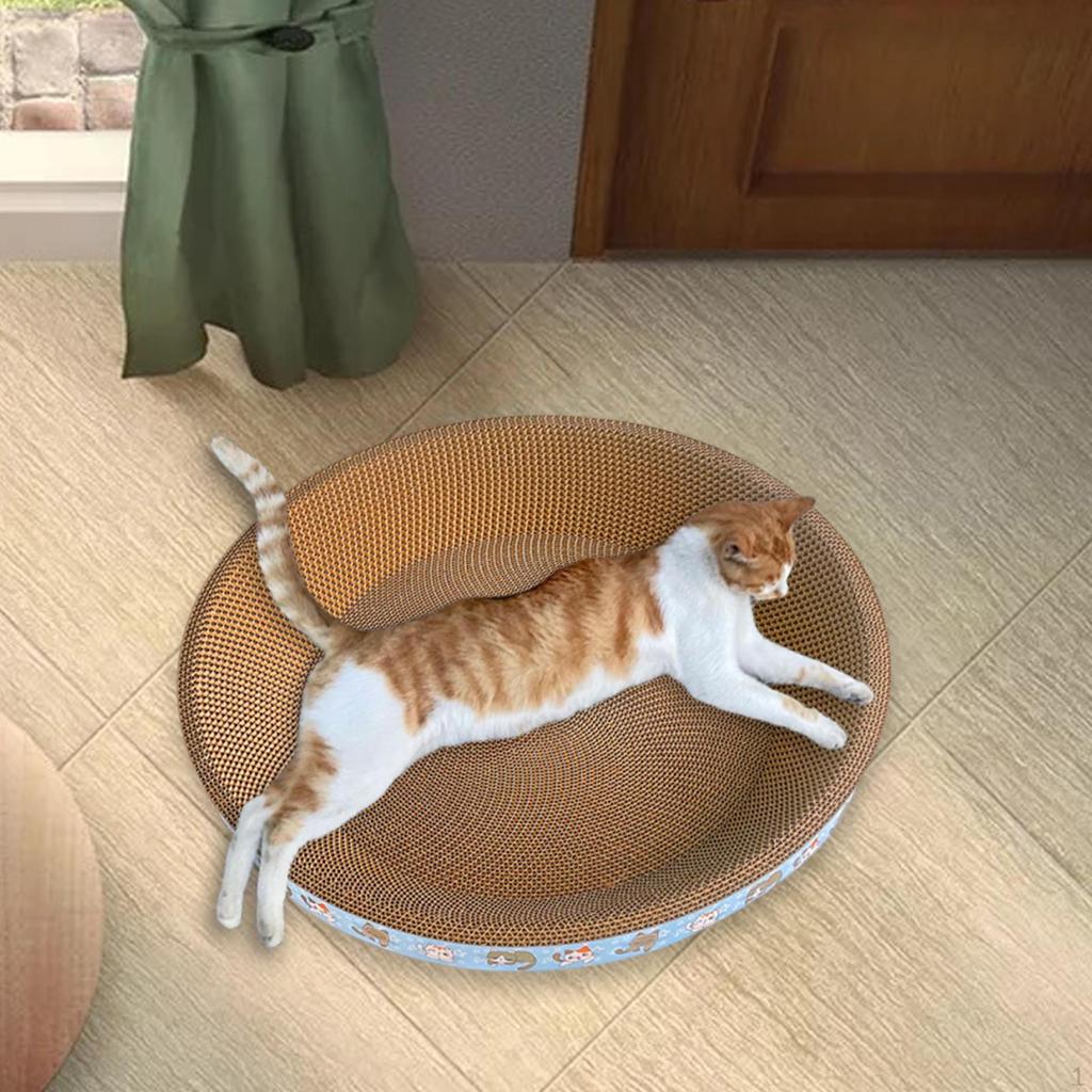 Cardboard Cat Scratcher Bed Scratch Pad Nest Couch Furniture Protector, Round Lounge Scratching