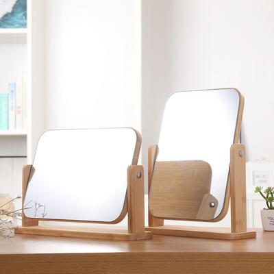 Desktop Double-Sided Magnifying Makeup Mirror, European Style, Solid Wood, HD Beauty Mirror