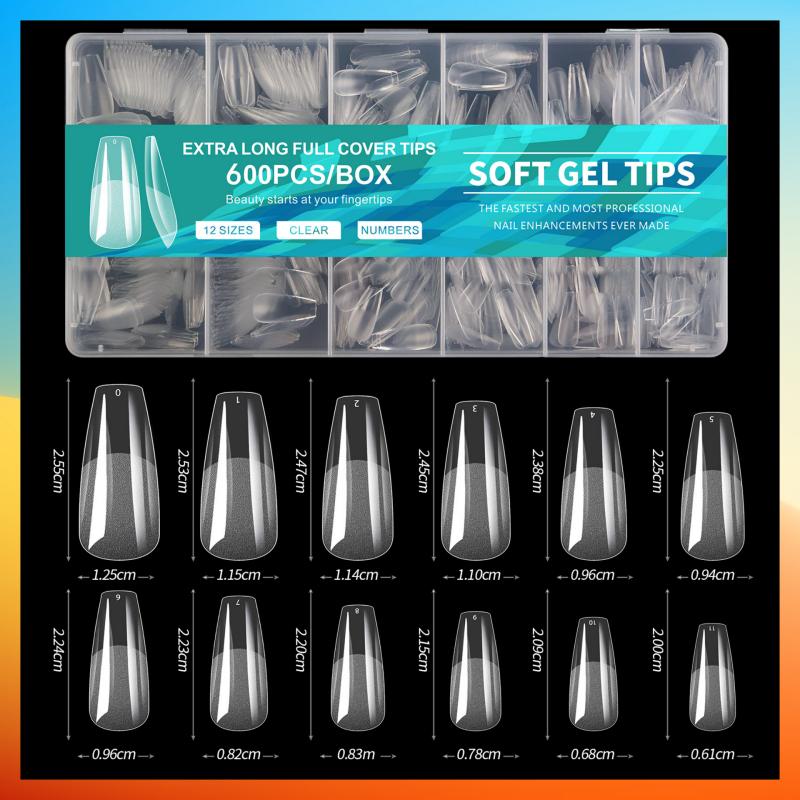 

600 шт. Мягкий гель X Типсы для ногтей, полное покрытие, накладные ногти #05