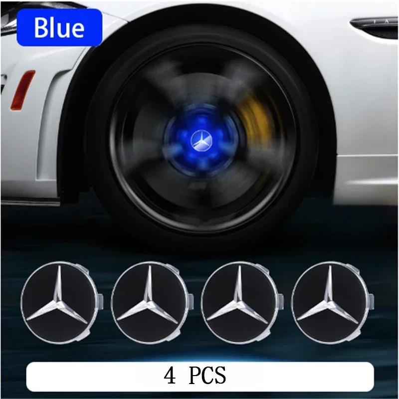 4PC/Set Mercedes Benz Magnetic Suspension Wheel Hub Caps LED Illuminated Lights Upgrade Wheel Center Caps1 SL1
