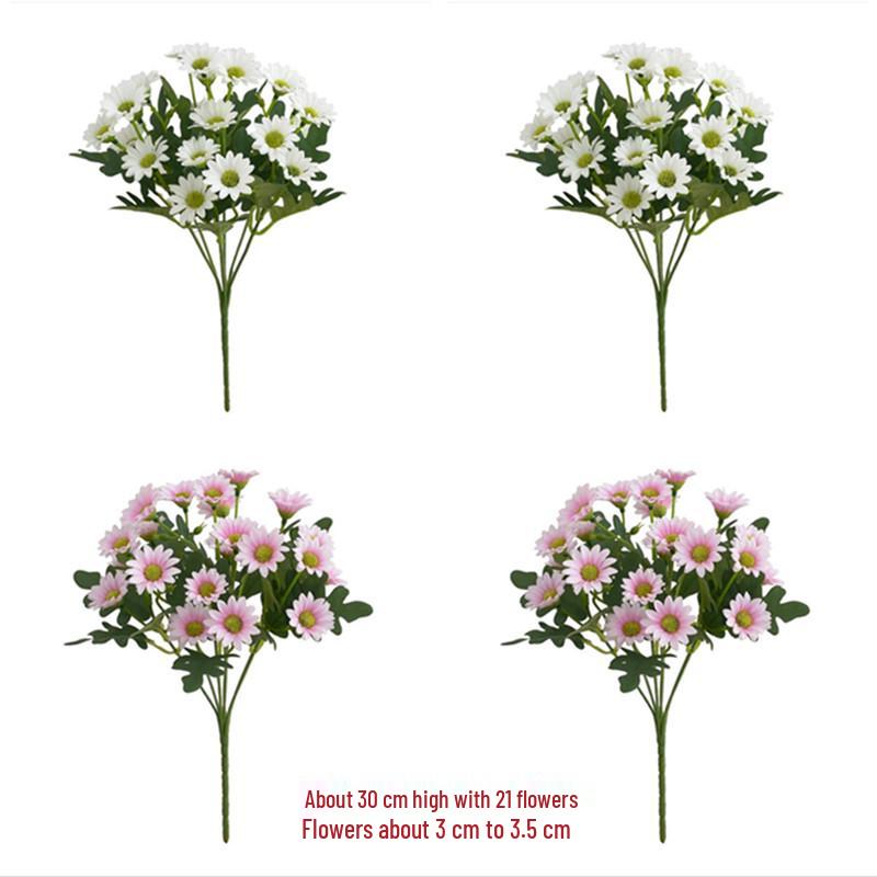 Little Daisy Chamomile Artificial Flower Arrangement - Dried Silk Bouquet for Table Decor and Photo Props.