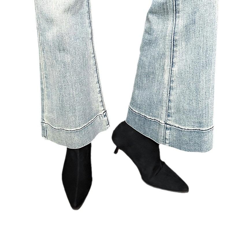 Large size low heel pointed head temperament suede short boots women's shoes autumn and winter new velvet thin heel thin boots