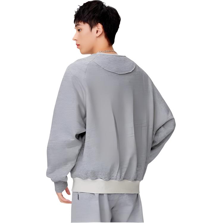 Li-Ning Sweatshirts Unisex Gray Crew Neck Moderate Straight Fit