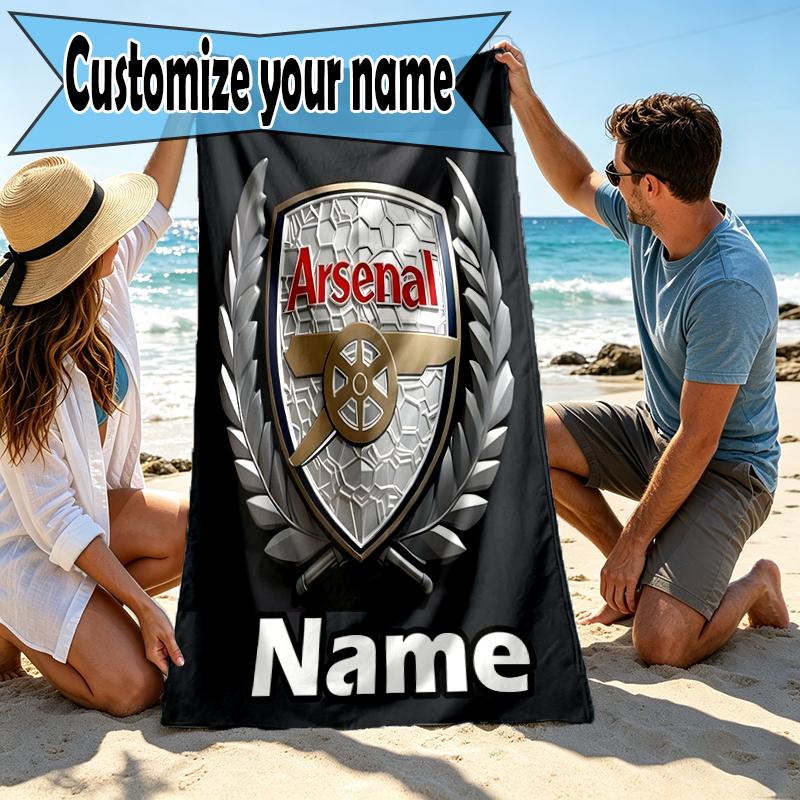 Custom Name Personalized football team Print Beach Towel, for Trip Camping Beach Party Home Decor, Birthday Gift for Family & Friends