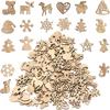 50Pcs Christmas Wooden Ornaments Unfinished Wood Slices Christmas Tree Hanging Decor for DIY Crafts Christmas Ornaments