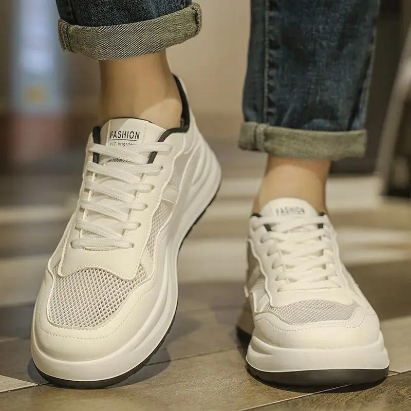 Male Shoe Breathable Young Students Men's Casual Shoes Chunky Splicing Mesh Deals Adults Leisure Retro Sneakers Hiking Common