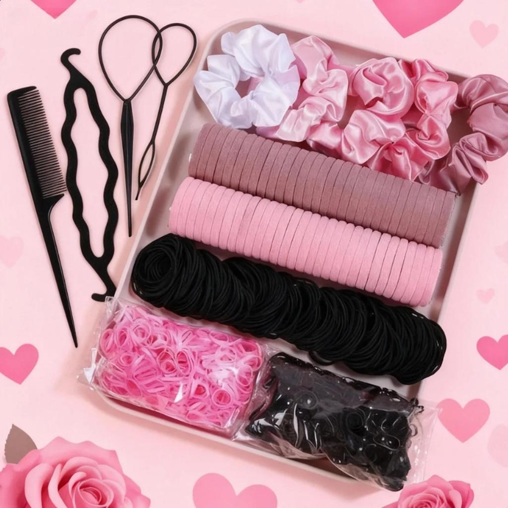 1109 Pieces of Fashionable and Simple Hair Ties and Hair Accessories Set, Fresh Style Hair Bands for Tying Hair, Suitable for Campus Wear, Ver