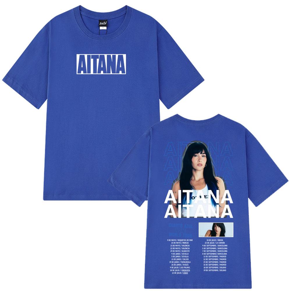 Singer Aitana Cuarto Azul Album 2026 Tour T Shirt Men Women Aesthetic Trend T-shirt Short-sleeved Loose Casual Cotton T-shirts