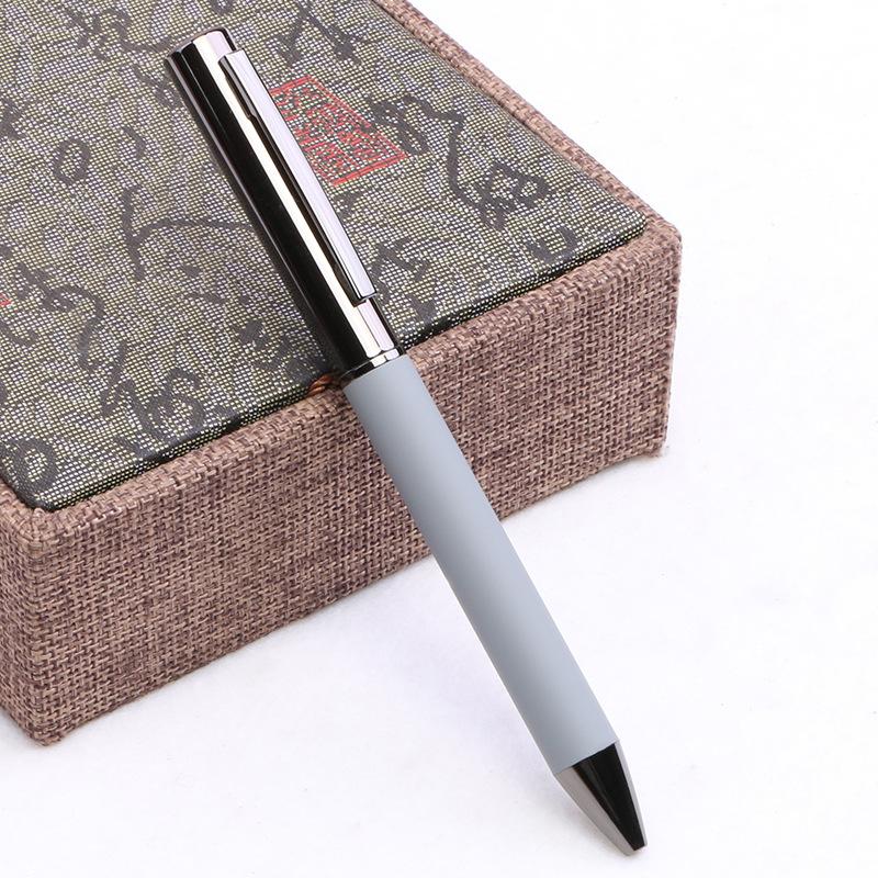 Environmentally Friendly Wood Metal Foreskin Ballpoint Pen Printing Logo Business Office Gift Pen Electroplating Gun Ash Medium Oil Neutral Pen