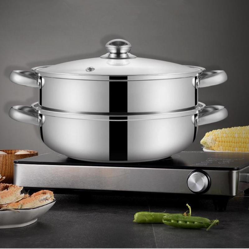 Stainless Steel Single/Double-Layer Steamer Basket Strainer Pot Steaming Grid Thickened Generic Food Steam Rack Home Cooking