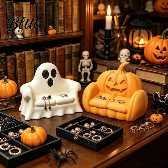 Durable 3D Printed Figures Ghost Pumpkin Sofa Ornaments Spooky Cute Halloween Desk Decor Tray Haunted PLA Material Toys House Shelf Ornament