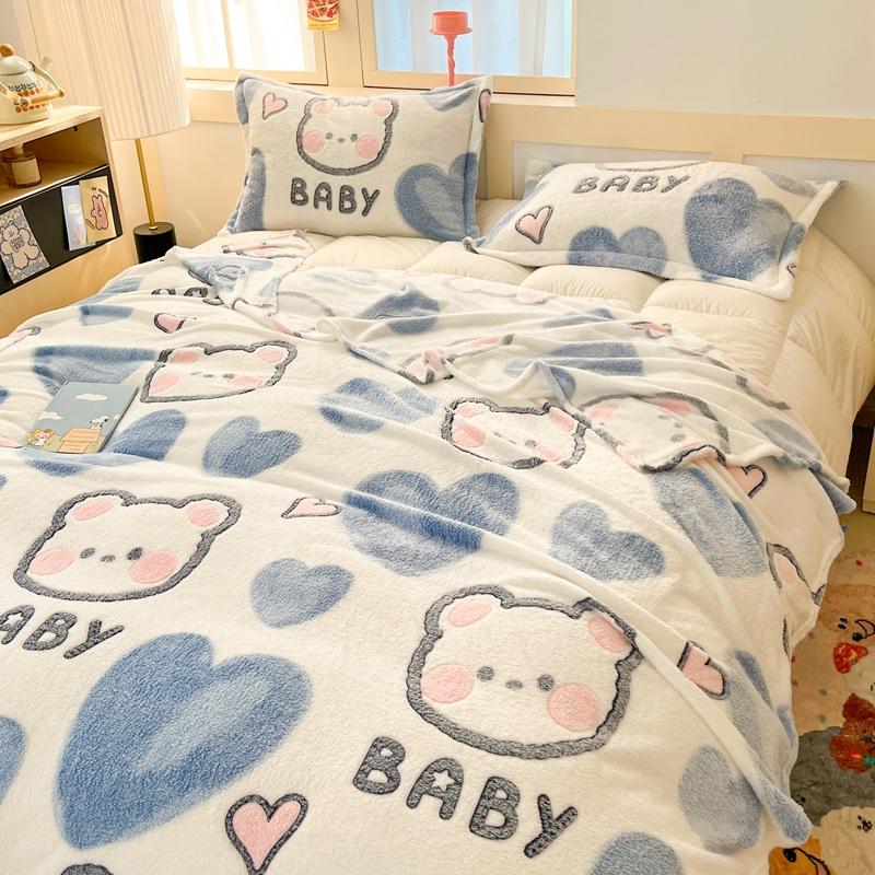Cartoon Cute Bear Throw Blankets Super Soft Fluffy Lightweight Comfortable Flannel Couch Bed Blanket for All Season Kids Gifts