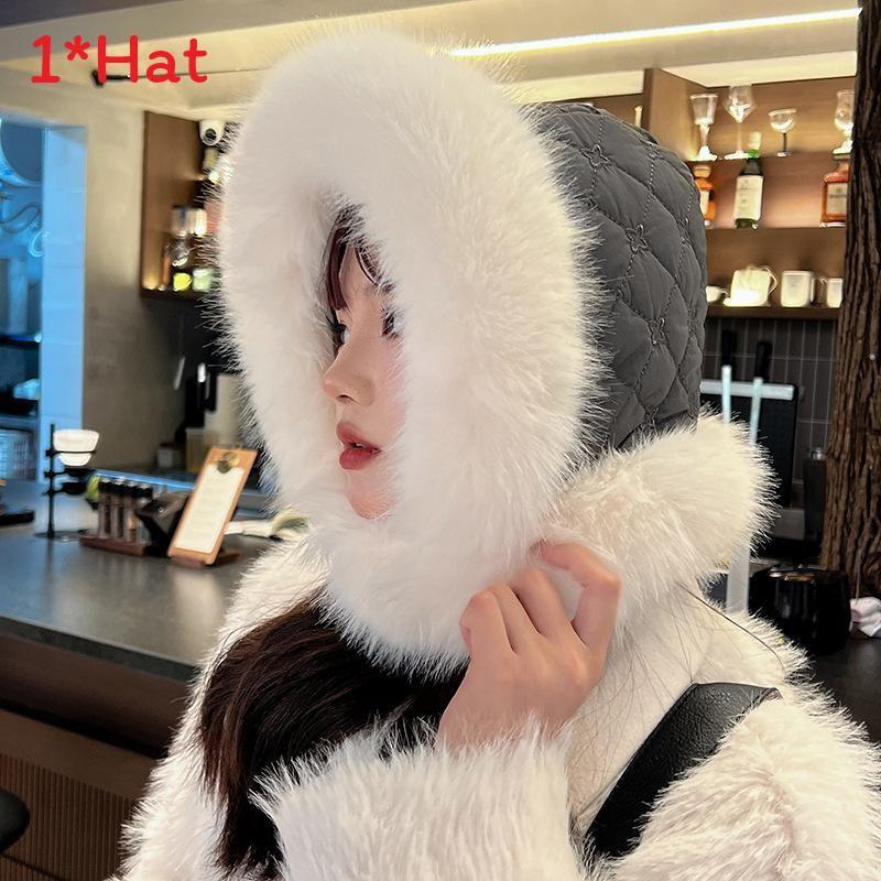 Pattern Plush Checkered Hat Women Winter Ear Protection Outdoor Warmth Cap Gift