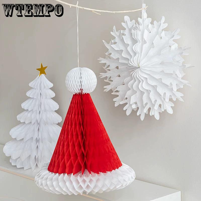 WTEMPO Christmas Decorations Christmas Tree Hanging Pendents with Ropes DIY Desktop Ornaments Christmas Origami Decoration Scene Setting Props