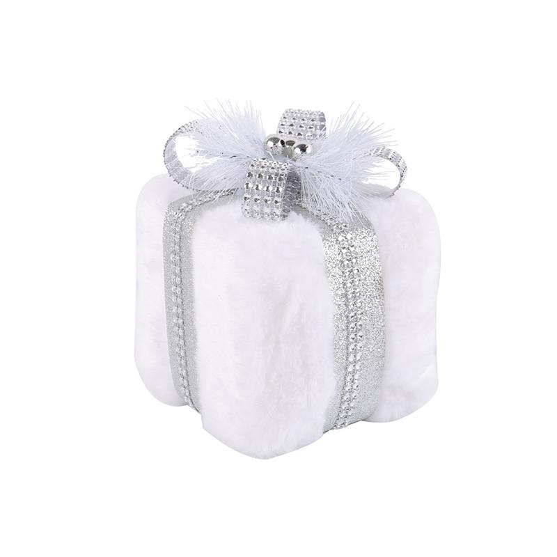 Cartoon Christmas Plush Gift Box Handicraft 3D Square Gift Box Pendant Festival Elegant Christmas Tree Decoration