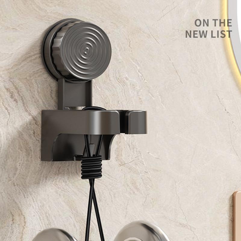 Plastic Suction Cup Hair Dryer Holder Wall Mounted Reusable Hair Dryer Storage Rack Punch-Free Space Saving