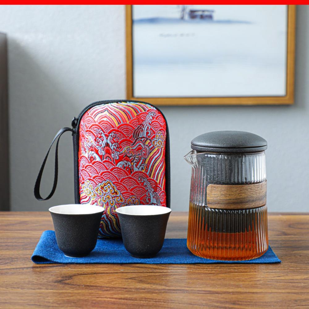 

Стеклянная экспресс-чашка Портативный дорожный чайный набор Маленький набор Простой Одиночный Японский Чайник для улицы Чашка для чая Кунг-фу