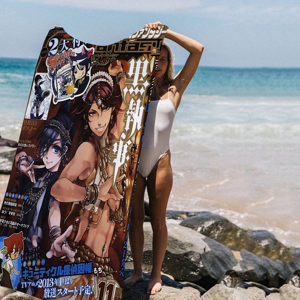 Japanese Anime Black Butler Beach Towel Colorful Bath Towels For Girl Microfiber Quick Dry Sand Free Beach Yoga Spa Gym